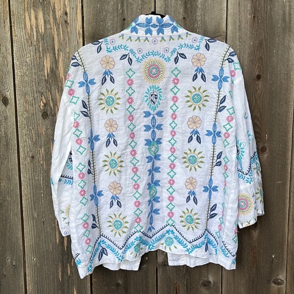 Johnny Was Oriel Cropped Linen Kimono - Picture 3 of 16